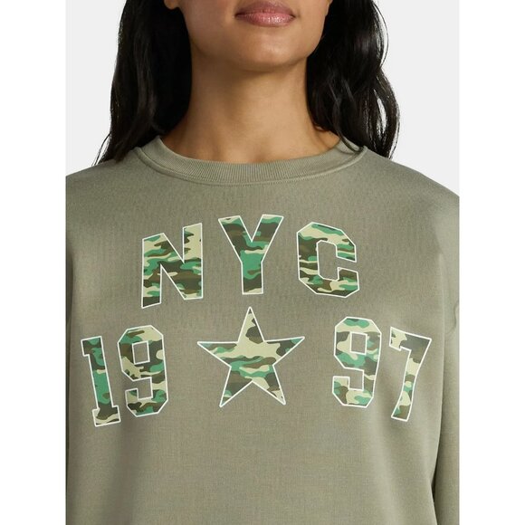 NYC 1997 Women's Graphic Sweatshirt with Long Sleeves, M (8-10), Relaxed Fit - Picture 2 of 5